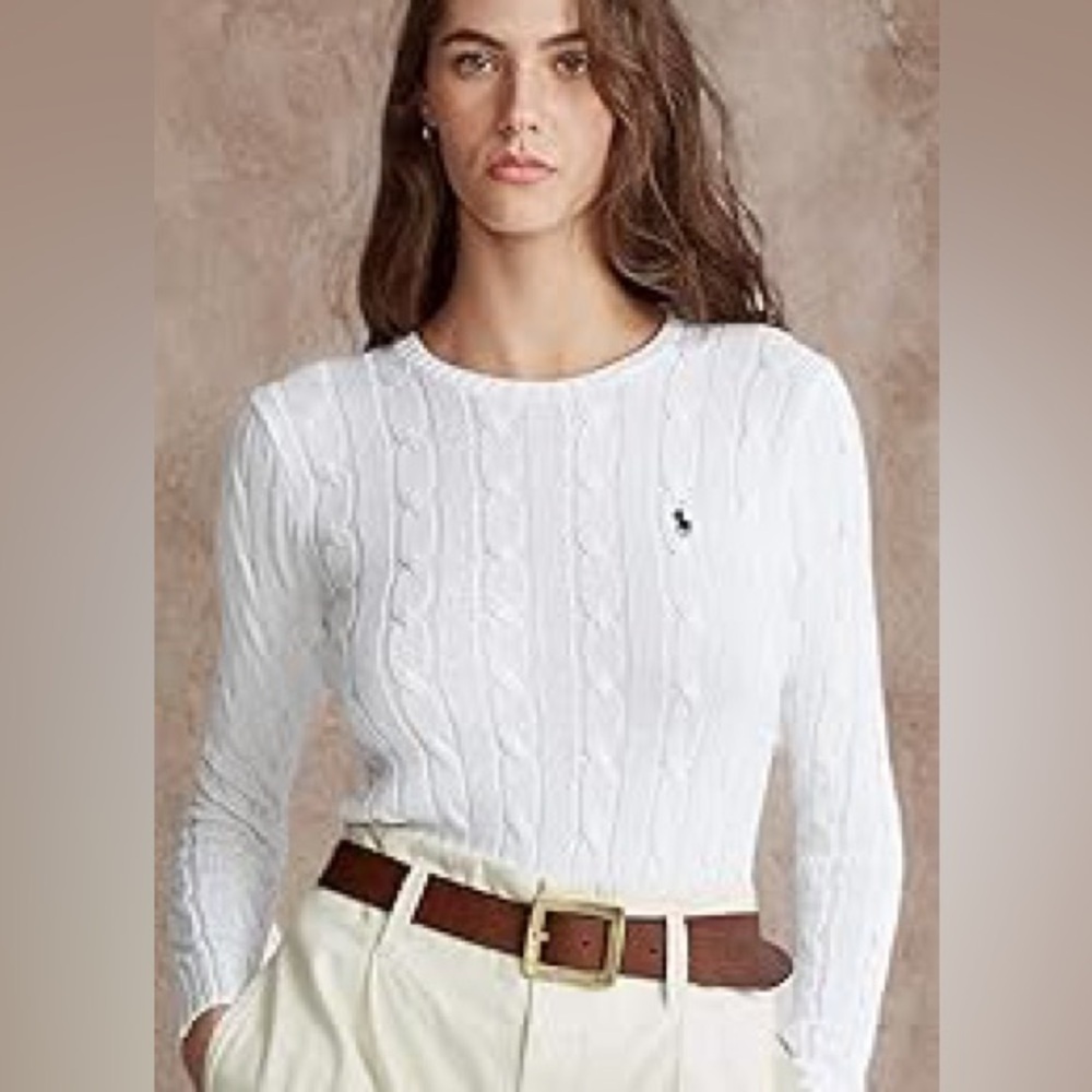 Ralph Lauren Vintage Cable Knit Crewneck Cotton Sweater